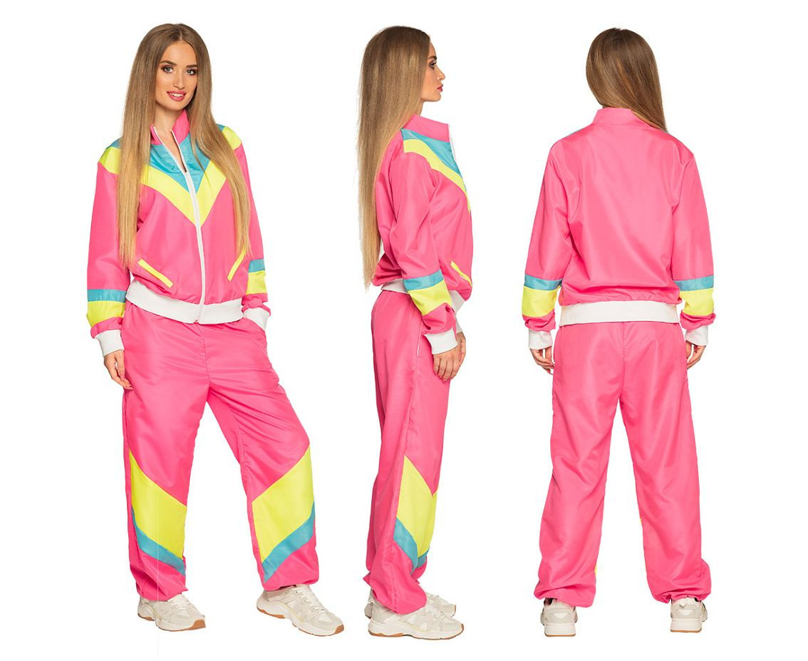 Women''s Neon Pink Retro Tracksuit, Size M